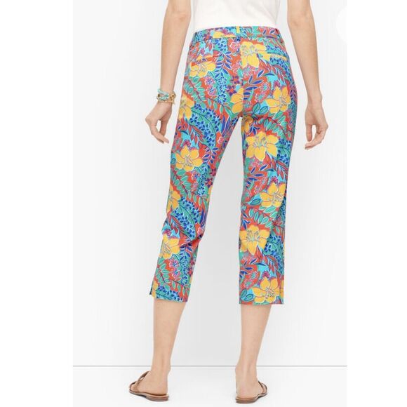 Talbots Perfect Skimmers Trailing Hibiscus Capri Pants - Size 2 - Multicolored - Picture 2 of 11
